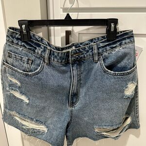 O'Neill Blue Distressed Jean Shorts High-Waisted